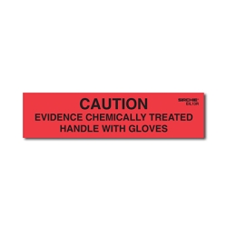 CAUTION-EVIDENCE CHEMICALLY TREATED Labels 1 inch x 4 inch (Roll of 250)