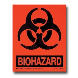 Black on Fluorescent Red Biohazard Labels