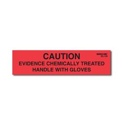 CAUTION-EVIDENCE CHEMICALLY TREATED Labels 1 inch x 4 inch (Roll of 250)